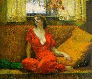 Wilson Irvine Lady in Red oil painting on canvas